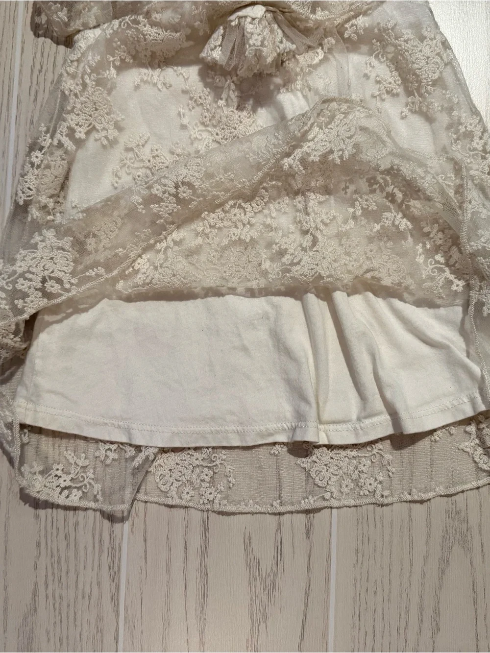 ZARA Baby Girl Lace Dress‎ 12-18M Ivory Embroidered Peter Pan Collar Party
